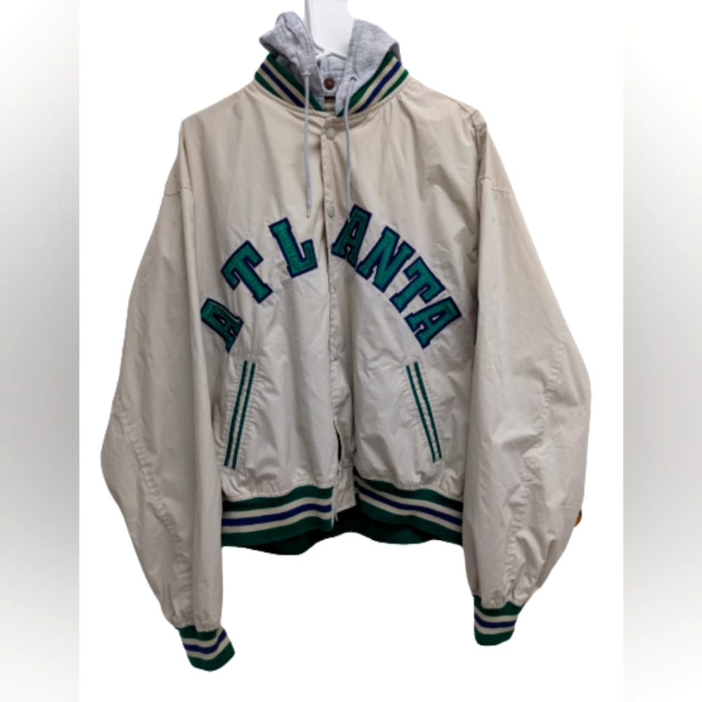 Atlanta Varsity Bomber Jacket - Cream and Green